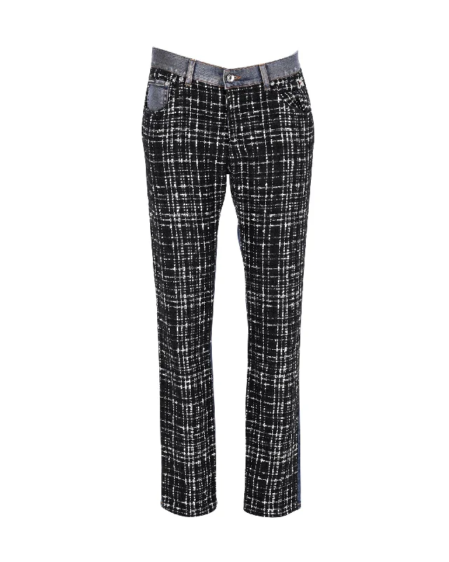 Romantic Skirt Design Romantic Skirt Design Dolce & Gabbana Check Tweed Insert Denim Pants in Multicolor Cotton Romantic Skirt Design Romantic Skirt Design Dolce & Gabbana Check Tweed Insert Denim Pants in Multicolor Cotton