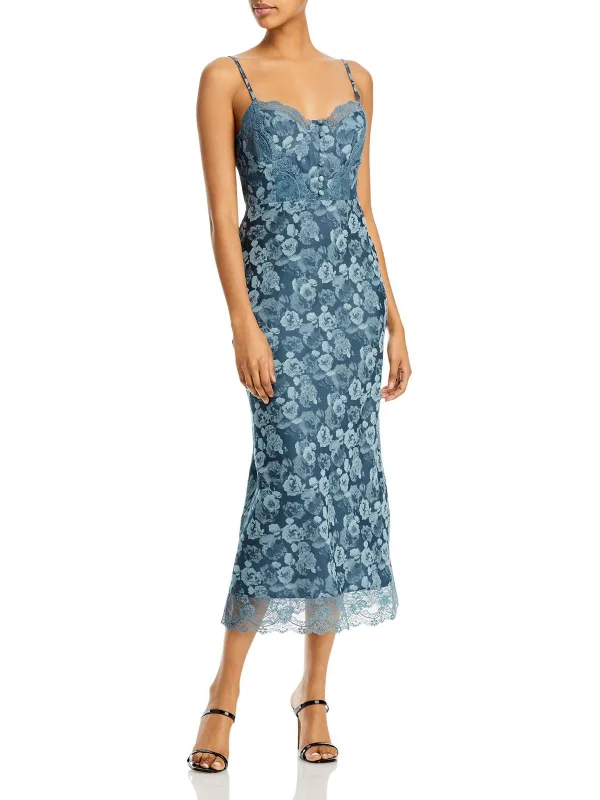 Unique Personality Unique Personality Flora Womens Lace Trim Long Midi Dress