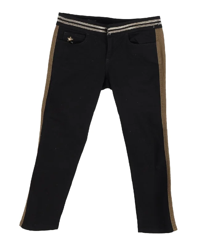 Simple Versatile Style Simple Versatile Style Gucci Side Stripe Jeans in Black Cotton Simple Versatile Style Simple Versatile Style Gucci Side Stripe Jeans in Black Cotton