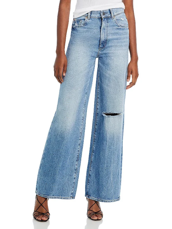 Simple Design Sense Simple Design Sense Hepburn Womens High Rise Denim Wide Leg Jeans Simple Design Sense Simple Design Sense Hepburn Womens High Rise Denim Wide Leg Jeans
