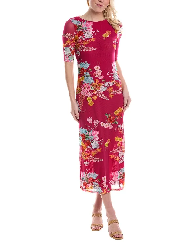 Simple Fashion Simple Fashion Johnny Was Golden Bouquet Mesh Midi Dress