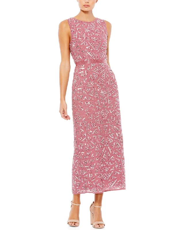 Simple Casual Wear Simple Casual Wear Mac Duggal Geometric Patterned Sequin Midi Dress Simple Casual Wear Simple Casual Wear Mac Duggal Geometric Patterned Sequin Midi Dress