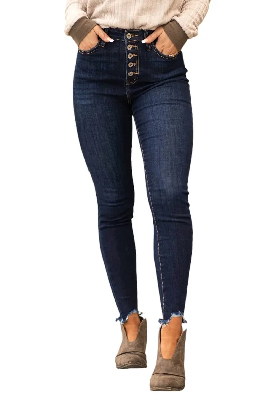 Simple Casual Wear Simple Casual Wear Mindy Hi Rise Button Skinny Jean In Dark Wash