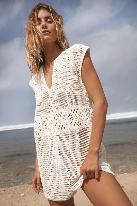 Casual Denim Style Casual Denim Style MOON PHASES MINI DRESS - OFFWHITE