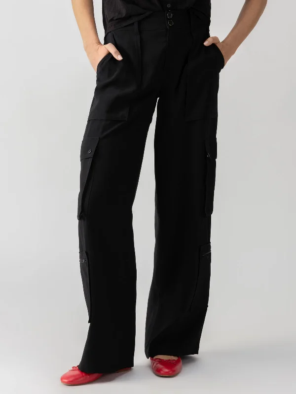 Romantic Skirt Style Romantic Skirt Style OTT Semi-High Rise Cargo Pant Black
