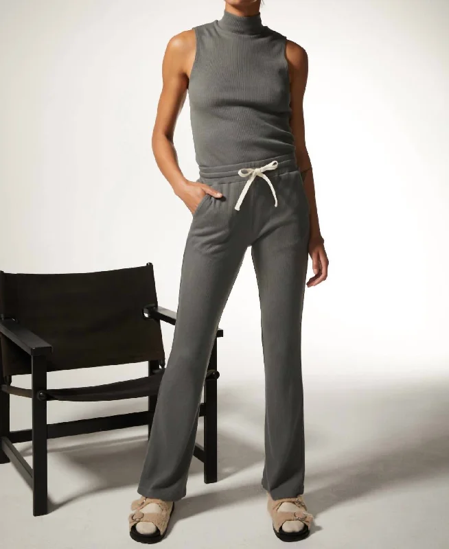Personalized Embroidery Style Personalized Embroidery Style Rib Around Town Pant In Grey Personalized Embroidery Style Personalized Embroidery Style Rib Around Town Pant In Grey