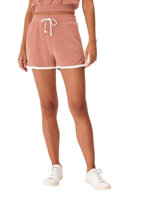 Casual Summer Style Casual Summer Style Tephanie Colorblock Terry Short In Dune/ecru Casual Summer Style Casual Summer Style Tephanie Colorblock Terry Short In Dune/ecru