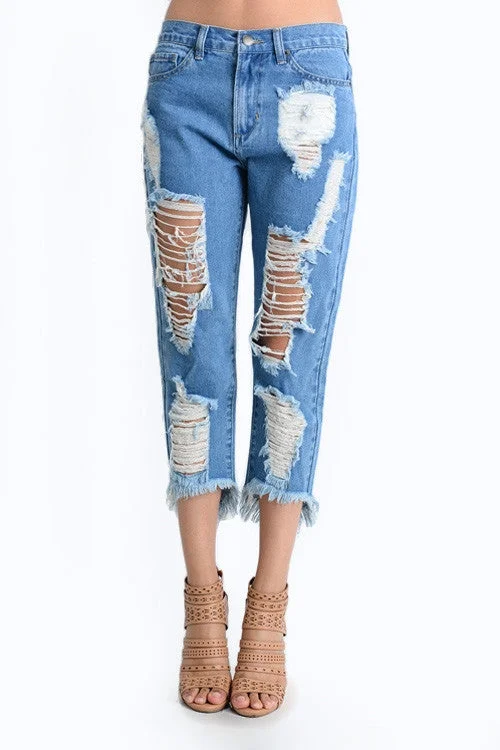 Personalized Street Style Personalized Street Style Torn Low-Rise Boyfriend Jeans