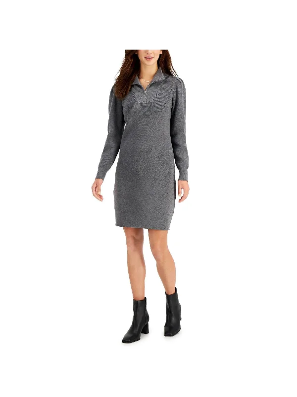 Romantic Exquisite Style Romantic Exquisite Style Womens 1/2 Zip Midi Sweaterdress