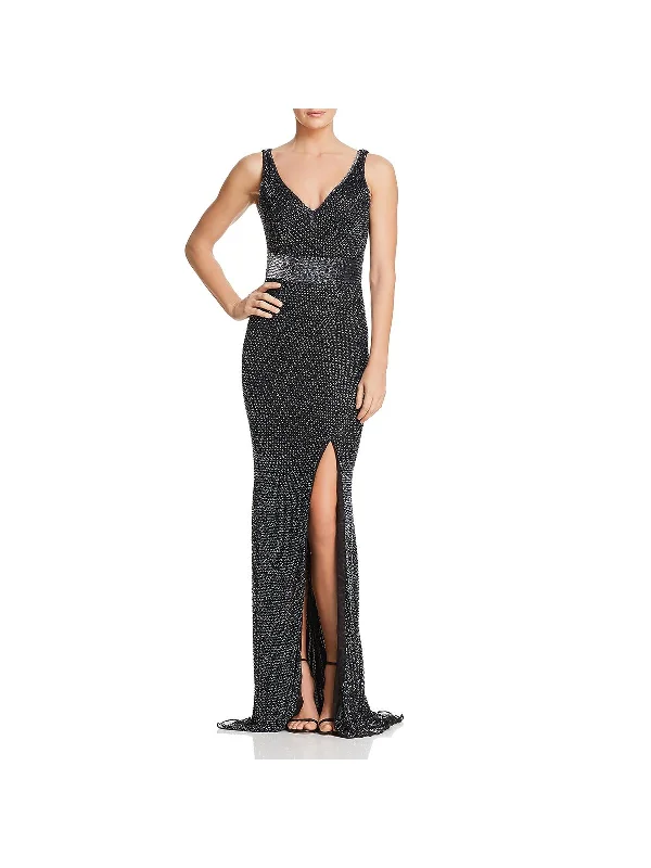 Romantic Snowflake Design Romantic Snowflake Design Womens Beaded Sleeveless Formal Dress