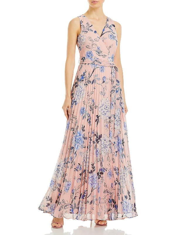Elegant And Generous Elegant And Generous Womens Chiffon Floral Maxi Dress