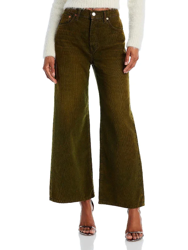 Casual Fit Style Casual Fit Style Womens Corduroy High Rise Cropped Jeans