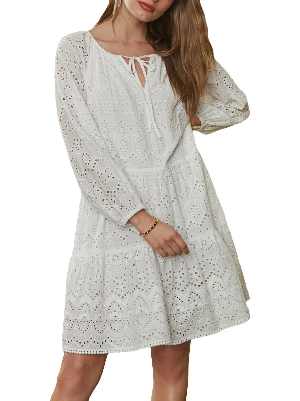 Personalized Denim Style Personalized Denim Style Womens Cotton Eyelet Midi Dress