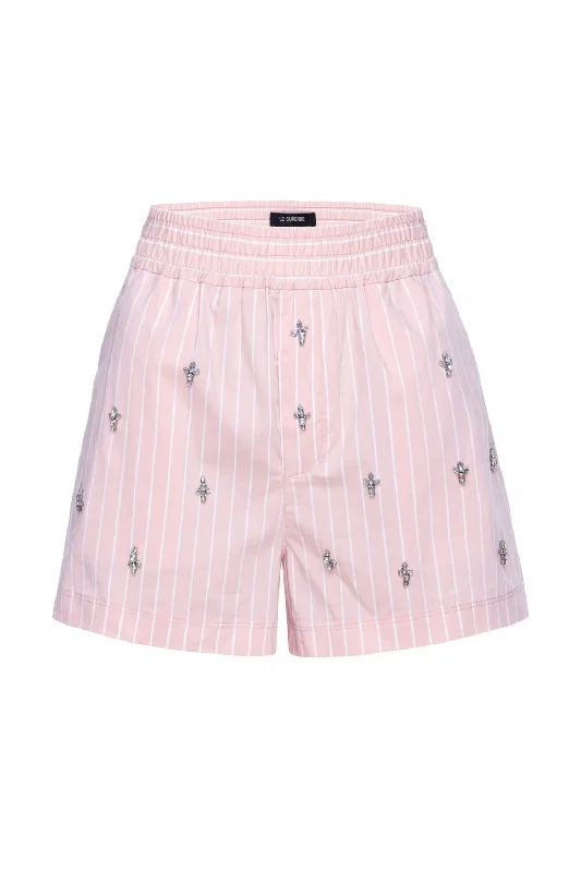 Elegant Slim Style Elegant Slim Style Women's Everlasting Boxer Short In Jeweled Pink Stripe Elegant Slim Style Elegant Slim Style Women's Everlasting Boxer Short In Jeweled Pink Stripe