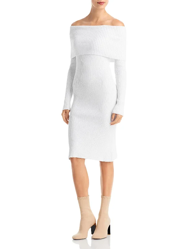 Elegant And Unique Charm Elegant And Unique Charm Womens Ribbed Midi Sweaterdress
