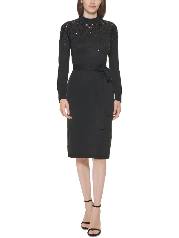 Romantic Pleated Skirt Romantic Pleated Skirt Womens Sequined Knee Sheath Dress