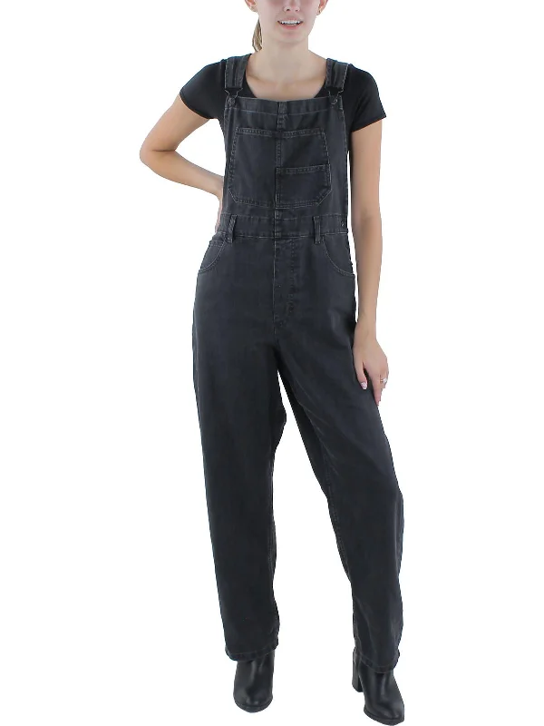 Simple And Color Simple And Color Womens Solid Denim Overall Jeans