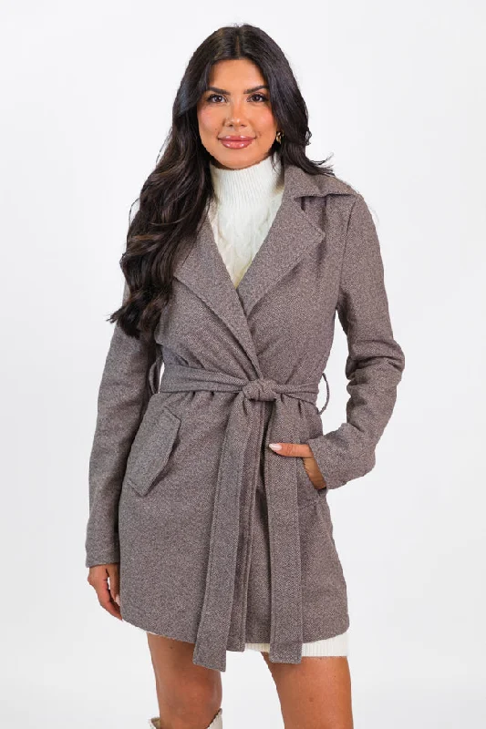 Personalized Denim Style Personalized Denim Style All To Give Brown Herringbone Wool Blend Coat