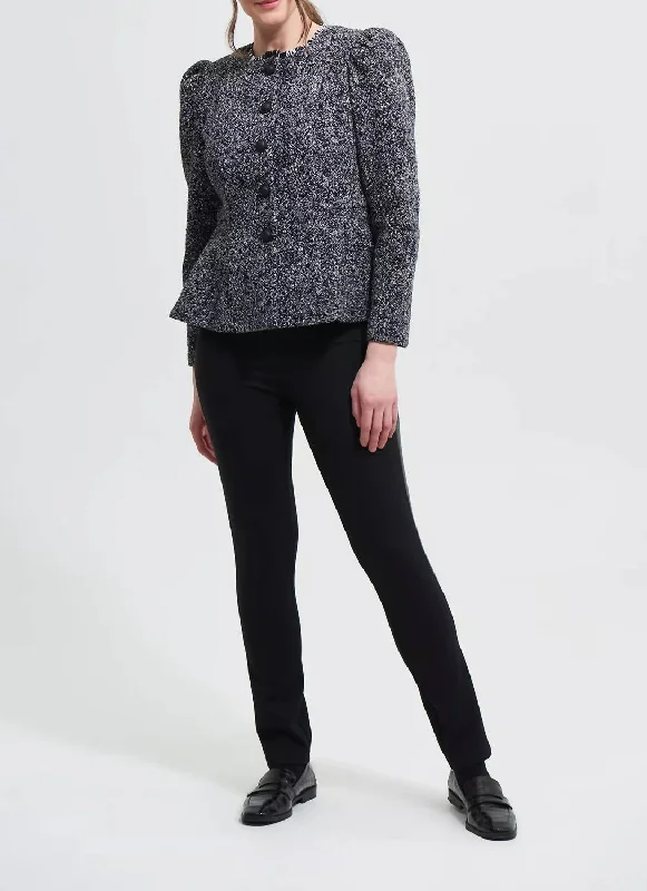Casual Print Design Casual Print Design Boucle Jacket With Roped Shoulders In Black/grey Casual Print Design Casual Print Design Boucle Jacket With Roped Shoulders In Black/grey