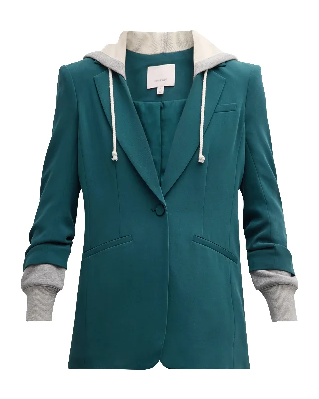 Personalized Street Style Personalized Street Style Cinq a Sept Women's Hooded Khloe Jacket, Green Onyx/Heather Grey Personalized Street Style Personalized Street Style Cinq a Sept Women's Hooded Khloe Jacket, Green Onyx/Heather Grey