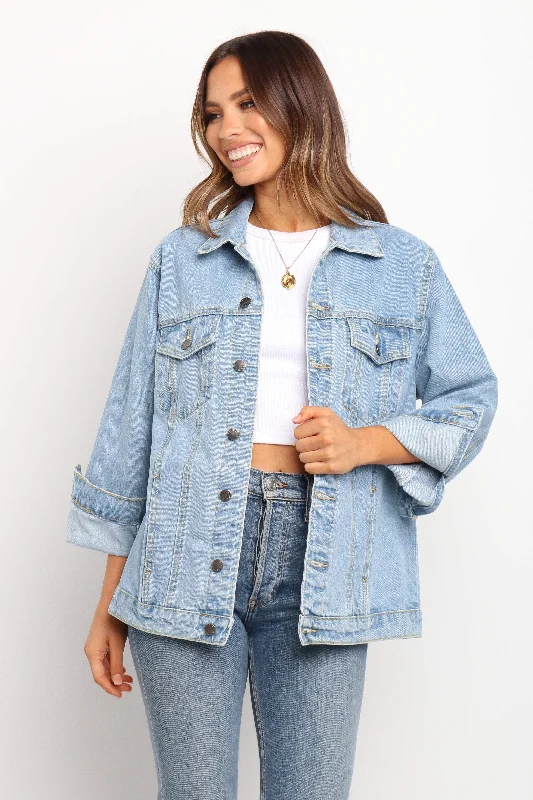 Elegant Lapel Style Elegant Lapel Style Cruise Jacket - Light Wash