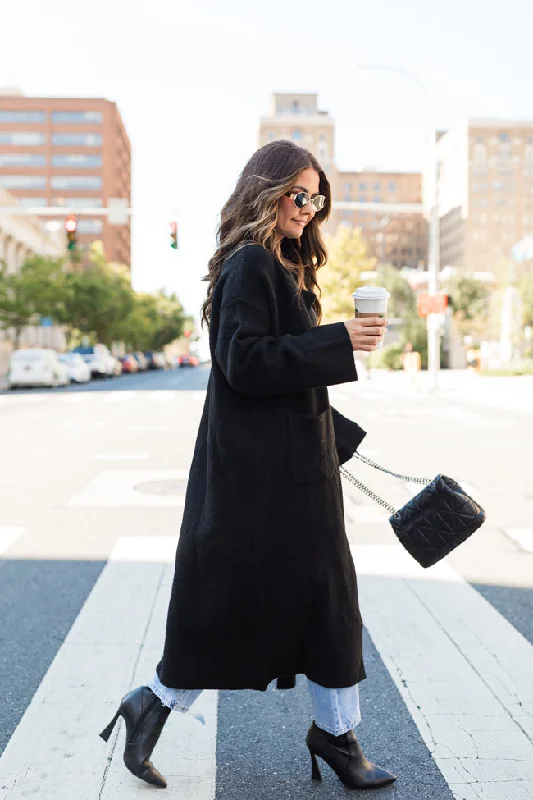Chic Style Chic Style Greta Black Sweater Coat Amber Massey X Pink Lily