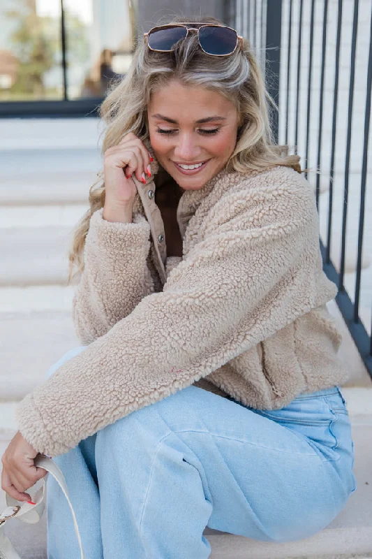 Romantic Tenderness Romantic Tenderness Headed To The Slopes Beige Sherpa Pullover