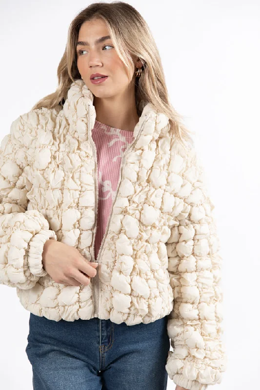 Effortless Vintage Look Effortless Vintage Look Higher Heights Ecru Bubble Puffer Jacket Effortless Vintage Look Effortless Vintage Look Higher Heights Ecru Bubble Puffer Jacket