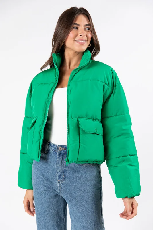 Elegant Small Dress Elegant Small Dress I Heard The Bells Green Front Pocket Puffer Jacket Elegant Small Dress Elegant Small Dress I Heard The Bells Green Front Pocket Puffer Jacket