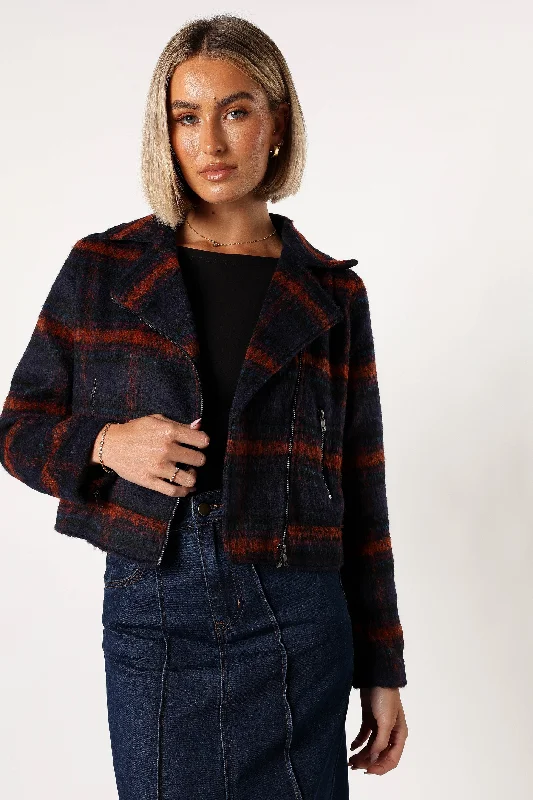 Retro Wear Trend Retro Wear Trend Logan Plaid Jacket - Navy/Teal