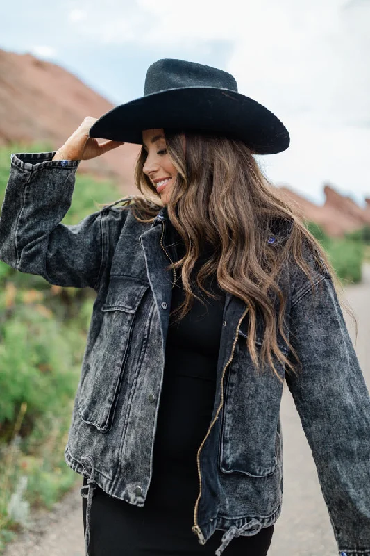 Elegant And Luxurious Feeling Elegant And Luxurious Feeling Mandie Washed Black Denim Jacket Emily Fauver X Pink Lily Elegant And Luxurious Feeling Elegant And Luxurious Feeling Mandie Washed Black Denim Jacket Emily Fauver X Pink Lily