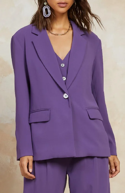 Elegant Wool Coat Elegant Wool Coat One Button Blazer In Purple