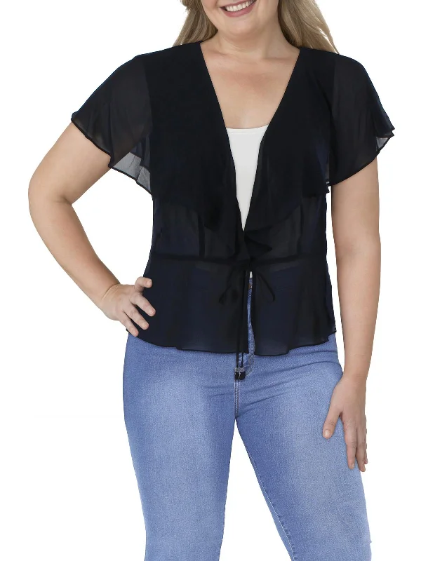 Romantic Floral Design Romantic Floral Design Plus Womens Chiffon Sheer Bolero