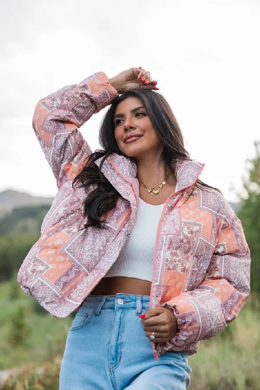 Casual Print Design Casual Print Design Puff It Up In Patch It Up Puffer Jacket