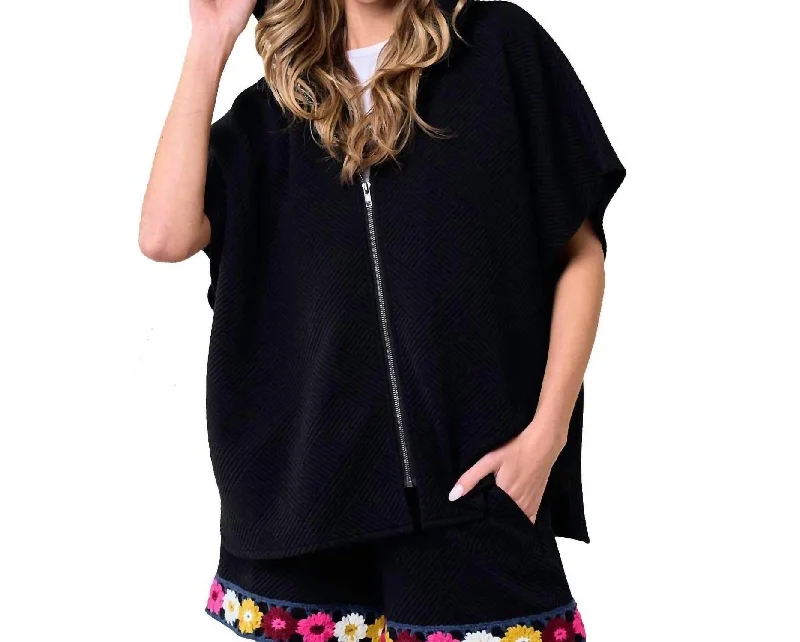 Personalized Street Style Personalized Street Style Textured Hooded Jacket In Black