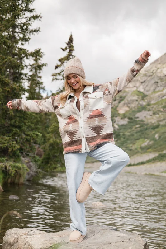 Urban Wear Trends Urban Wear Trends Venture Out Brown Fuzzy Southwestern Shacket