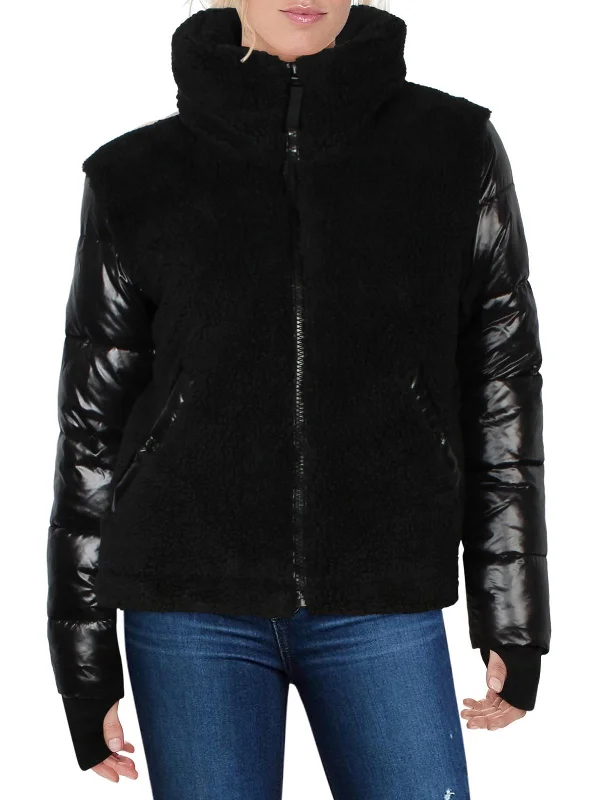 Casual Summer Style Casual Summer Style Westside Womens Quilted Mixed Media Faux Fur Coat Casual Summer Style Casual Summer Style Westside Womens Quilted Mixed Media Faux Fur Coat