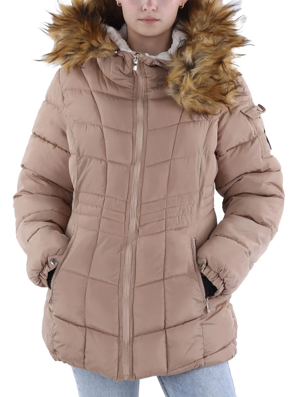 Romantic Wave Skirt Romantic Wave Skirt Womens Faux Fur Trim Quilted Puffer Jacket