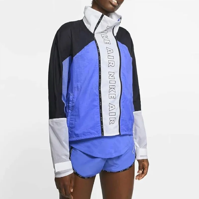 Personalized Graphic Design Personalized Graphic Design Women's Full-Zip Running Jacket In Sapphire/black/white/black Personalized Graphic Design Personalized Graphic Design Women's Full-Zip Running Jacket In Sapphire/black/white/black