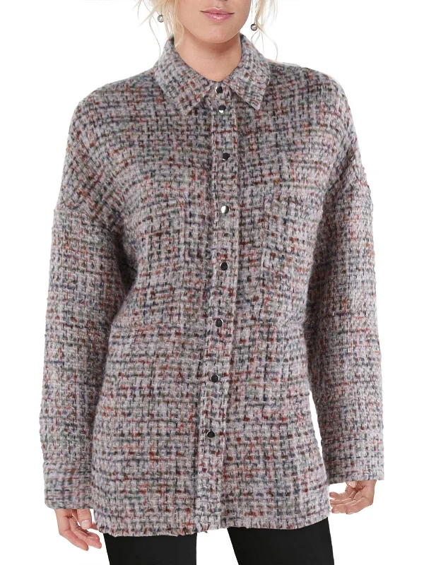 Casual Matching Style Casual Matching Style Womens Tweed Lightweight Shirt Jacket