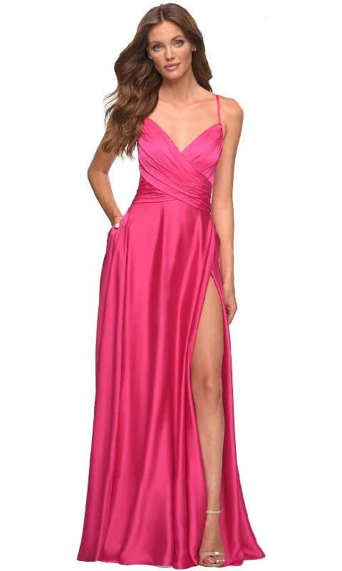 Elegant Long Skirt Style Elegant Long Skirt Style La Femme 30616 - Ruched V-Neck Evening Dress Elegant Long Skirt Style Elegant Long Skirt Style La Femme 30616 - Ruched V-Neck Evening Dress