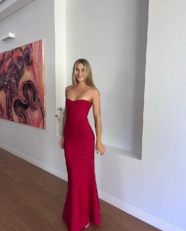 Line Style Line Style Burgundy Sweetheart Strapless Mermaid Long Party Dress, DP2632 Line Style Line Style Burgundy Sweetheart Strapless Mermaid Long Party Dress, DP2632