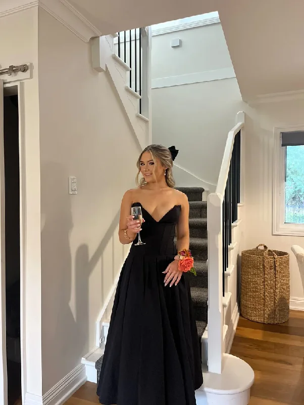 Trendy Clothing Trendy Clothing Elegant Black Sweetheart A-Line Long Party Dress, DP2634 Trendy Clothing Trendy Clothing Elegant Black Sweetheart A-Line Long Party Dress, DP2634