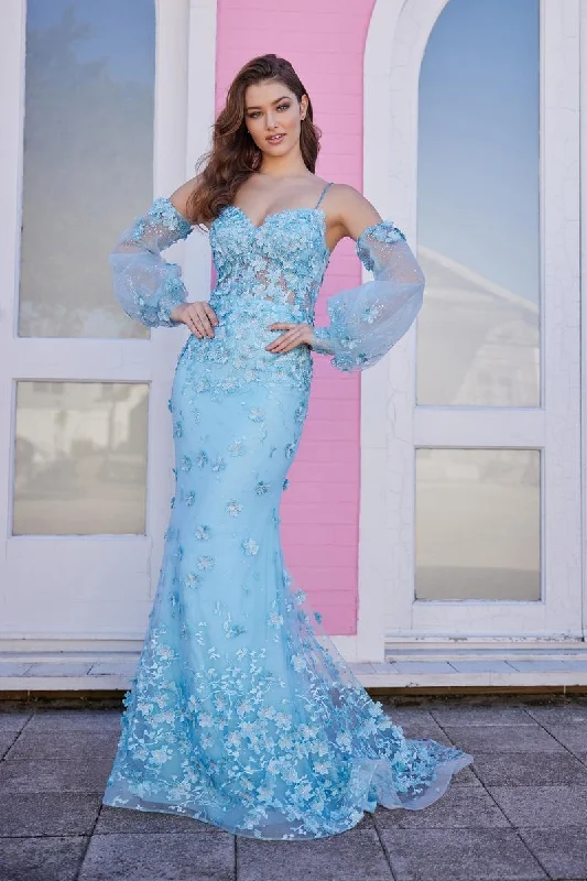 Leisure Time Leisure Time Ellie Wilde Fit and Flare 3D Floral Prom Dress EW35107