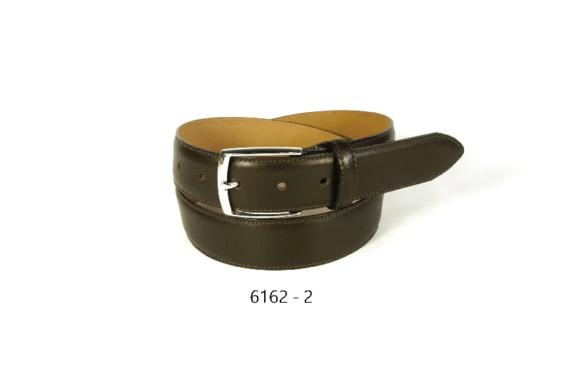 Simple Style Simple Style Leather Belt with top stitch 6162-2 Dark Brown