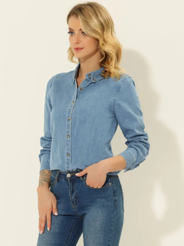 Casual Sports Suit Casual Sports Suit Classic Long Sleeve Button Down Casual Loose Denim Shirt