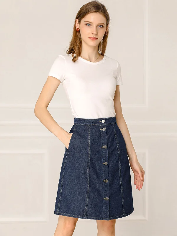 Casual Print Design Casual Print Design Casual Short Button Down Jeans Skirt