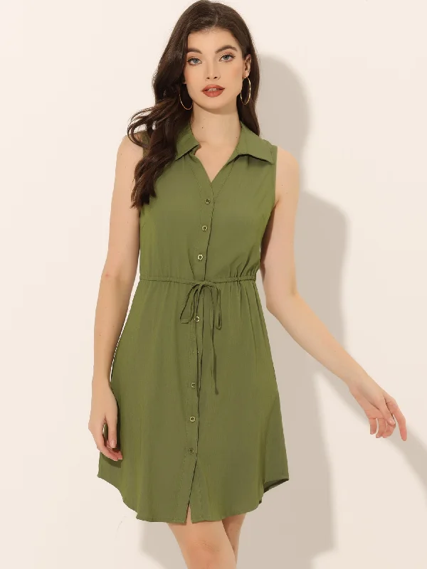 Simple And Generous Style Simple And Generous Style Denim Collar Button Down Tie Waist Jean Shirt Dress Simple And Generous Style Simple And Generous Style Denim Collar Button Down Tie Waist Jean Shirt Dress
