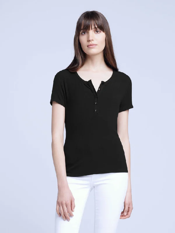 Romantic Tenderness Romantic Tenderness VIOLET SHORT SLEEVE HENLEY TEE 639MMS Black Romantic Tenderness Romantic Tenderness VIOLET SHORT SLEEVE HENLEY TEE 639MMS Black